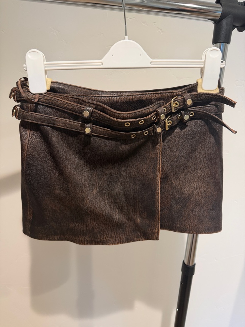 Cynthia Rowley Winona Leather Wrap Mini Skirt